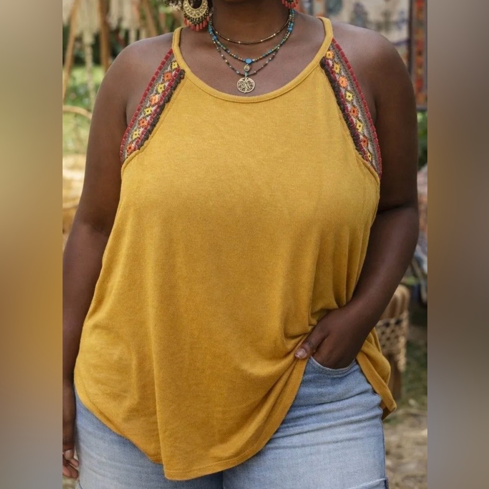 Indigo Thread Marigold Yellow Flowy Tank